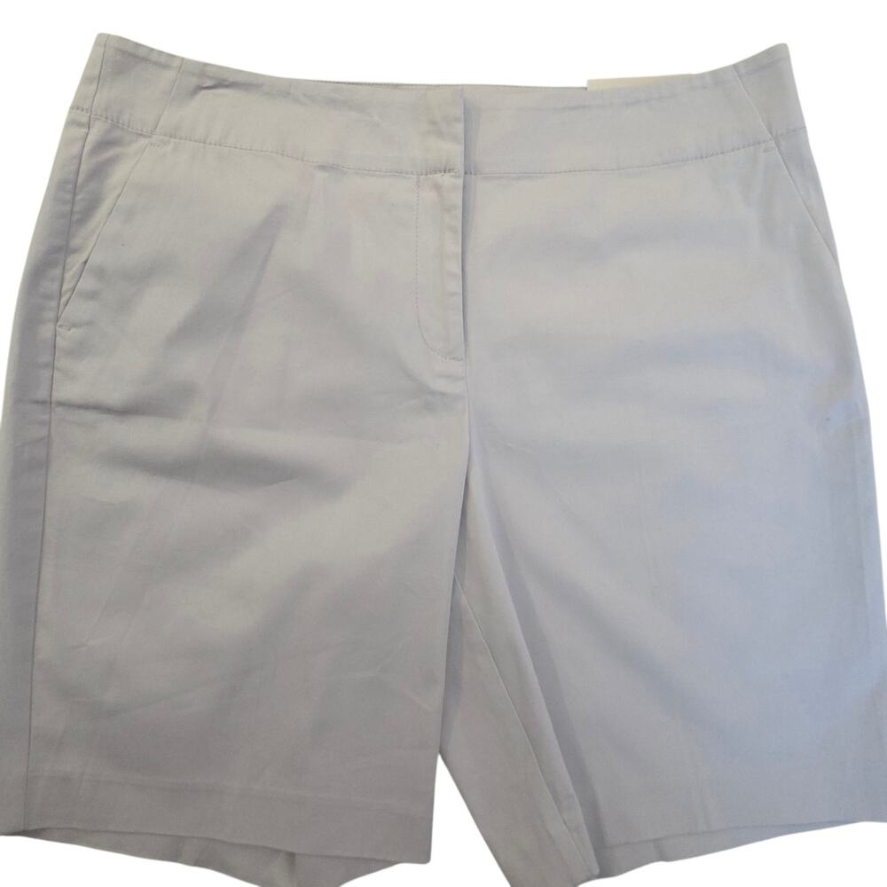 NWT Ann Taylor Curvy Shorts Boardwalk 10" length sz 14 Flat Front Lt Tan Beige